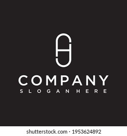 diseño del logotipo de la línea vectorial de letra Sh