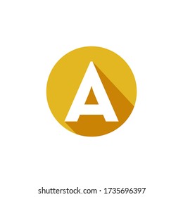 letter A with shadow on gol circle design vector