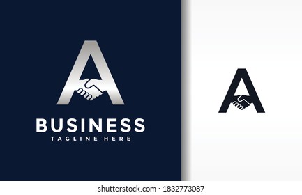 letter A shake hands logo