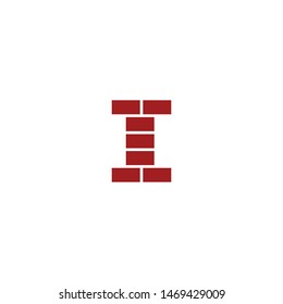 I letter shape brick logo design