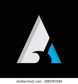 letter A in the shape of an icon of sea waves