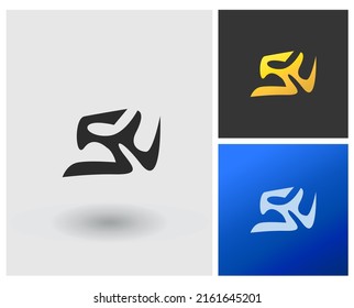 Letter shape logo monogram initial SU