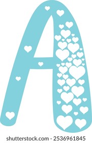 Letter A shape love typography design on transparent plain white background for card, shirt, hoodie, sweatshirt, clothing, tag, mug, icon, poster or badge