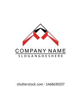 Letter A with the shape of a mountain logo design vector illustration