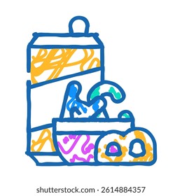letter shaped cookies snack doodle icon sketch vector. letter shaped cookies snack sign. isolated symbol illustration