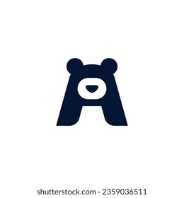 la letra A tiene forma de oso lindo. ilustración vectorial de logotipo de oso