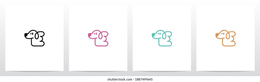 Letter Shaped Dog Letter Logo Design E