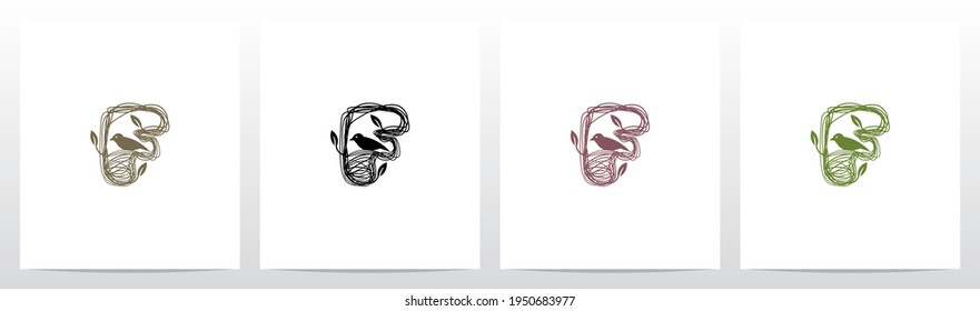 Letter Shaped Nest Logo Design F
