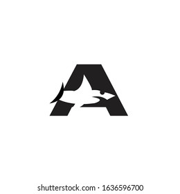Letter A With Shark logo icon vector 