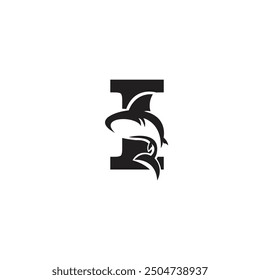 Letter I Shark Logo icon vector.