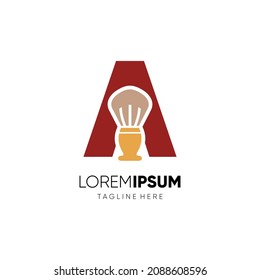 Letter A Shaving Brush Logo Design Vector Icon Graphic Emblem Illustration