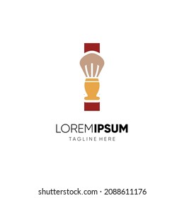 Letter I Shaving Brush Logo Design Vector Icon Graphic Emblem Illustration