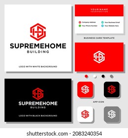 Letter SHB monogram industry logo design with business card template.