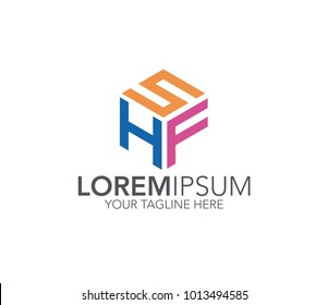 Letter SHF logo, hexagon logo