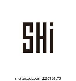 Letter SHi Quadrat, rechteckiges geometrisches Symbol, einfaches Logo, Vektorgrafik