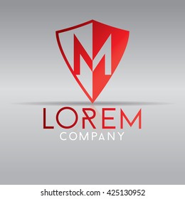 Letter  in a shield. Alphabet logo design. Vector illustration.