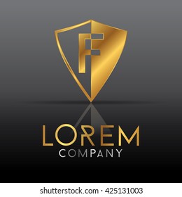 Letter  in a shield. Alphabet logo design. Vector illustration.