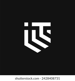 Icono de vector de concepto de logotipo combinado de letra IT y escudo