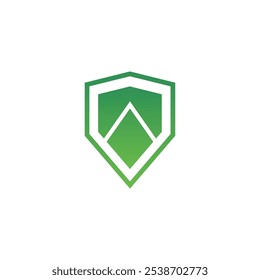 Letter a with shield green color