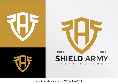 Letter A Shield Guard Logo Design Vector illustration template