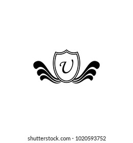 letter shield icon with wings vector illustration