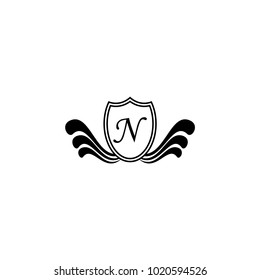letter shield icon with wings vector illustration