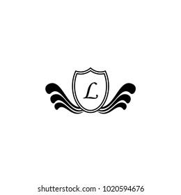 letter shield icon with wings vector illustration