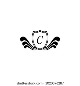 letter shield icon with wings vector illustration