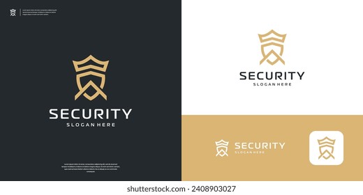 Diseño del logotipo de la letra A Shield. Plantilla de logotipo de seguridad abstracta, segura y de protección