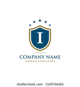 Letter I shield logo design vector