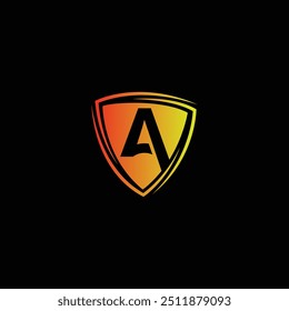 A letter in Shield , A shield logo, Letter A with shield template design