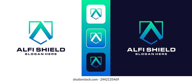 Letter A shield logo vector designs