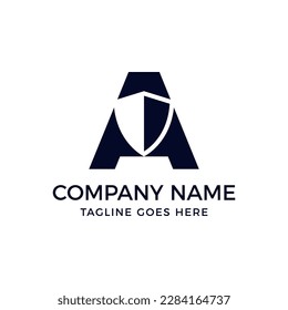 Letter A With Shield Logo Vector Illustration Design Template