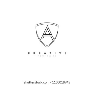 A letter shield monogram line logo template