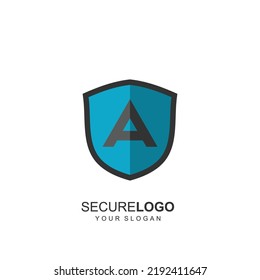 Letter A shield secure security logo design logo template