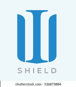 I Letter and Shield Security Icon Emblem Logo for Security, Power, Protection, Guard, Quality