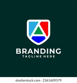 letter A shield shape. Letter logotype for agencies and companies