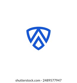 letra A escudo logotipo de dos líneas, Vector de escudo doble