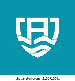 Letra A Shield Wave Moderno Logo