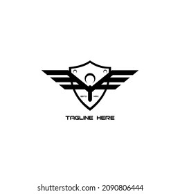 Letter I Shield Wings Logo . Wings Logo abstract design vector template Wings Logo.Aircraft Logo icon.Linear Flying.