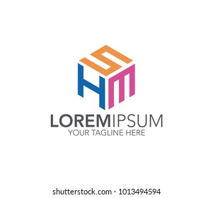 Letter SHM logo. hexagon logo