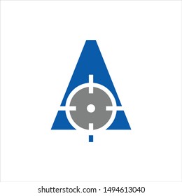 Letter A and Shoot Target Logo. Accurate Symbol. Icon Vector Eps 10.
