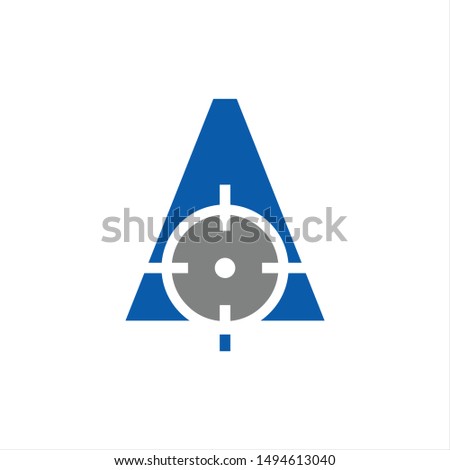 Letter A and Shoot Target Logo. Accurate Symbol. Icon Vector Eps 10.