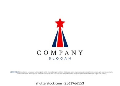 letter i shooting star american usa flag logo