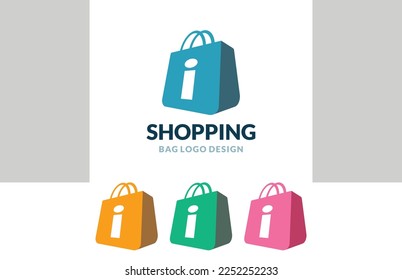 Letter i Shop Logo vector of Online Shopping bag icon store cart symbol business clipart