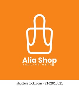 Letra A tienda y logotipo de mercado con icono de bolsa para el comercio electrónico y el logotipo de tienda