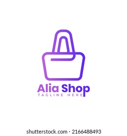 Letter A Shop And Mart Logo With Outline Bag Shopping Icon For E Commerce And Store Logo