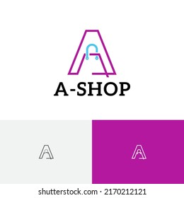 A Letter Shopping Bag Modern Alphabet Line Logo