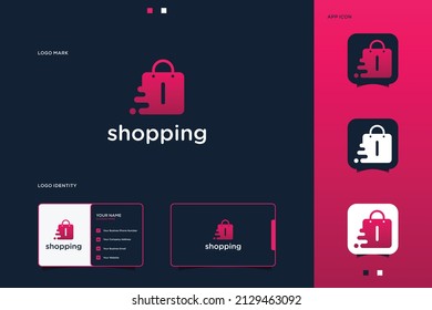 Letter I shopping store logo design template