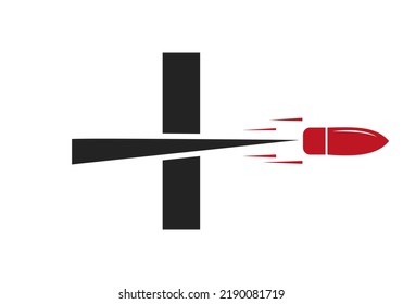 Letter I Shot Bullet Logo Vector Template Concept For Defense Logotype